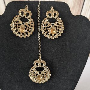 Earrings Maang Tikka Set | Bollyood Wedding Party Fashion Jewelry